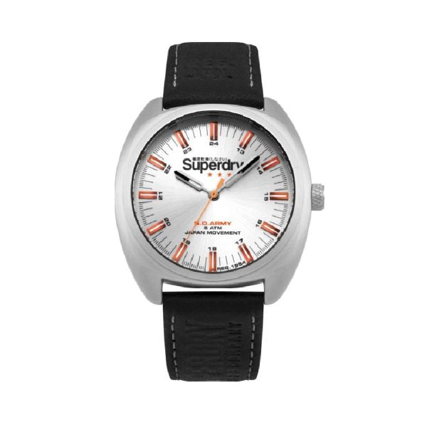 Ανδρικό ρολόι Superdry Triton με μαύρο δερμάτινο λουράκι SYG228B