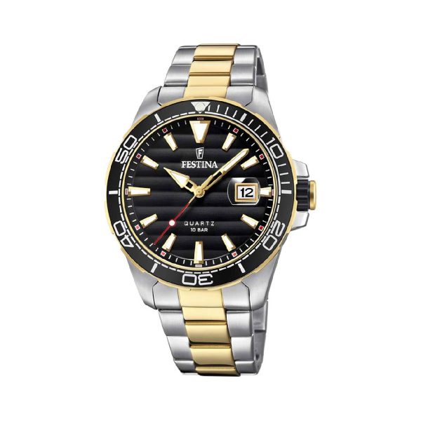 Ρολόι Festina F20362/2 με δίχρωμο μπρασελέ και μαύρο καντράν