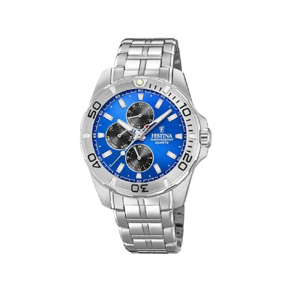 Ρολόι Festina F20445/4 από ανοξείδωτο ατσάλι με μπλε ηλεκτρίκ καντράν πολλαπλών ενδείξεων