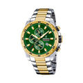 Ρολόι χρονογράφος Festina F20562/3 με δίχρωμο μπρασελέ από ανοξείδωτο ατσάλι και πράσινο καντράν