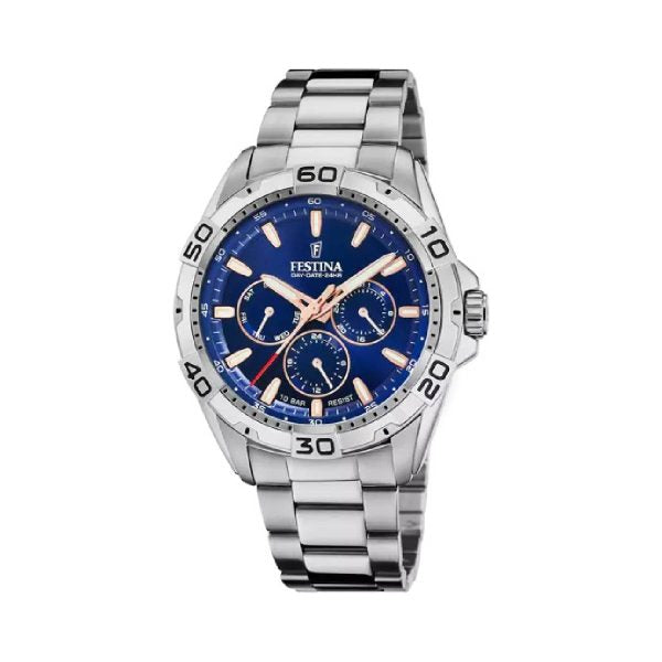 Ρολόι Festina F20623/2 με λευκό μπρασελέ και μπλε καντράν