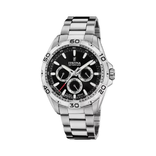 Ρολόι Festina F20623/4 με λευκό μπρασελέ και μαύρο καντράν