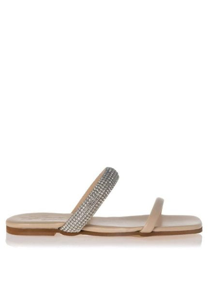 Sante σανδάλια flat strass μπεζ
