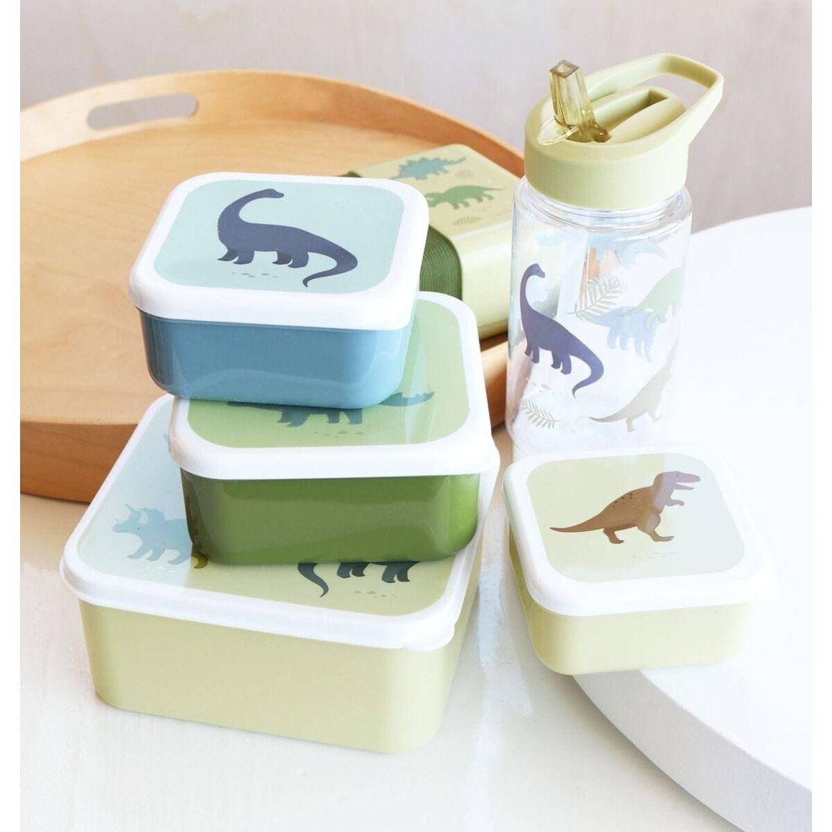 A little lovely company Σετ 4 δοχεία φαγητού Lunch &amp; Snack Box Δεινόσαυροι