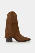 Μπότες Sienna καφέ suede με χαμηλό τακούνι