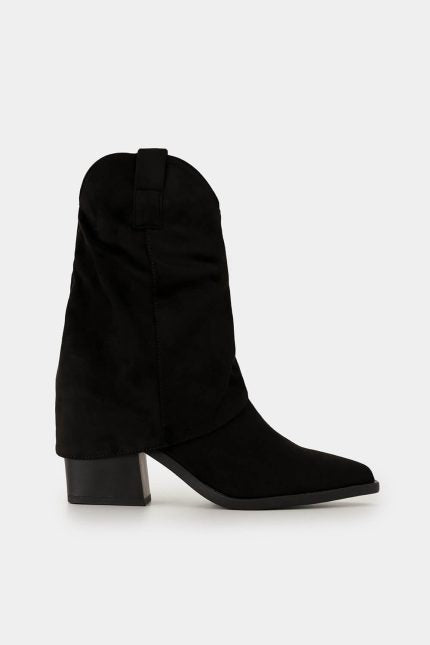 Μπότες Sienna μαύρο suede με χαμηλό τακούνι
