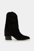 Μπότες Sienna μαύρο suede με χαμηλό τακούνι