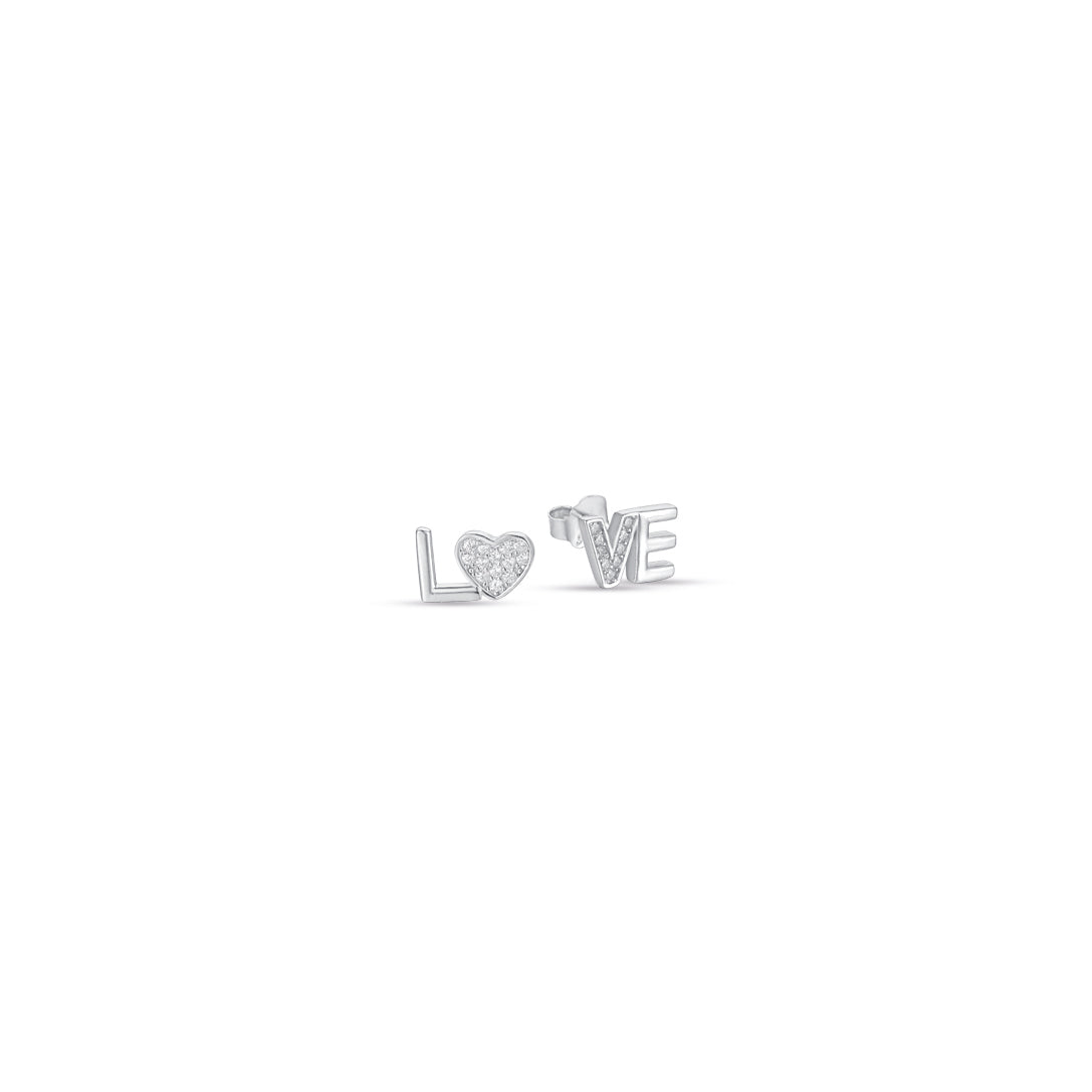 Ασημένια καρφωτά σκουλαρίκια LOVE.