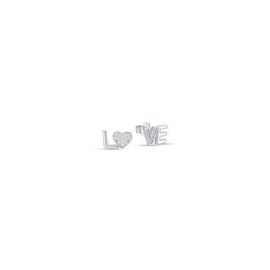Ασημένια καρφωτά σκουλαρίκια LOVE.