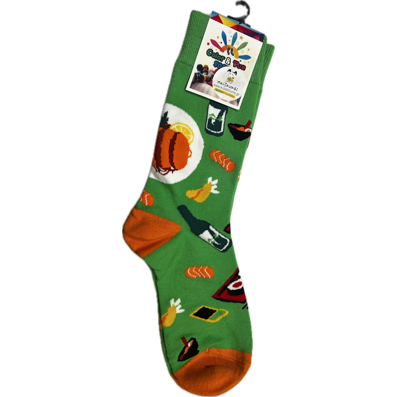 Color & Fun Socks Κάλτσες Εφηβικές-Ενηλίκων Πράσινες Σούσι  Πολύχρωμο