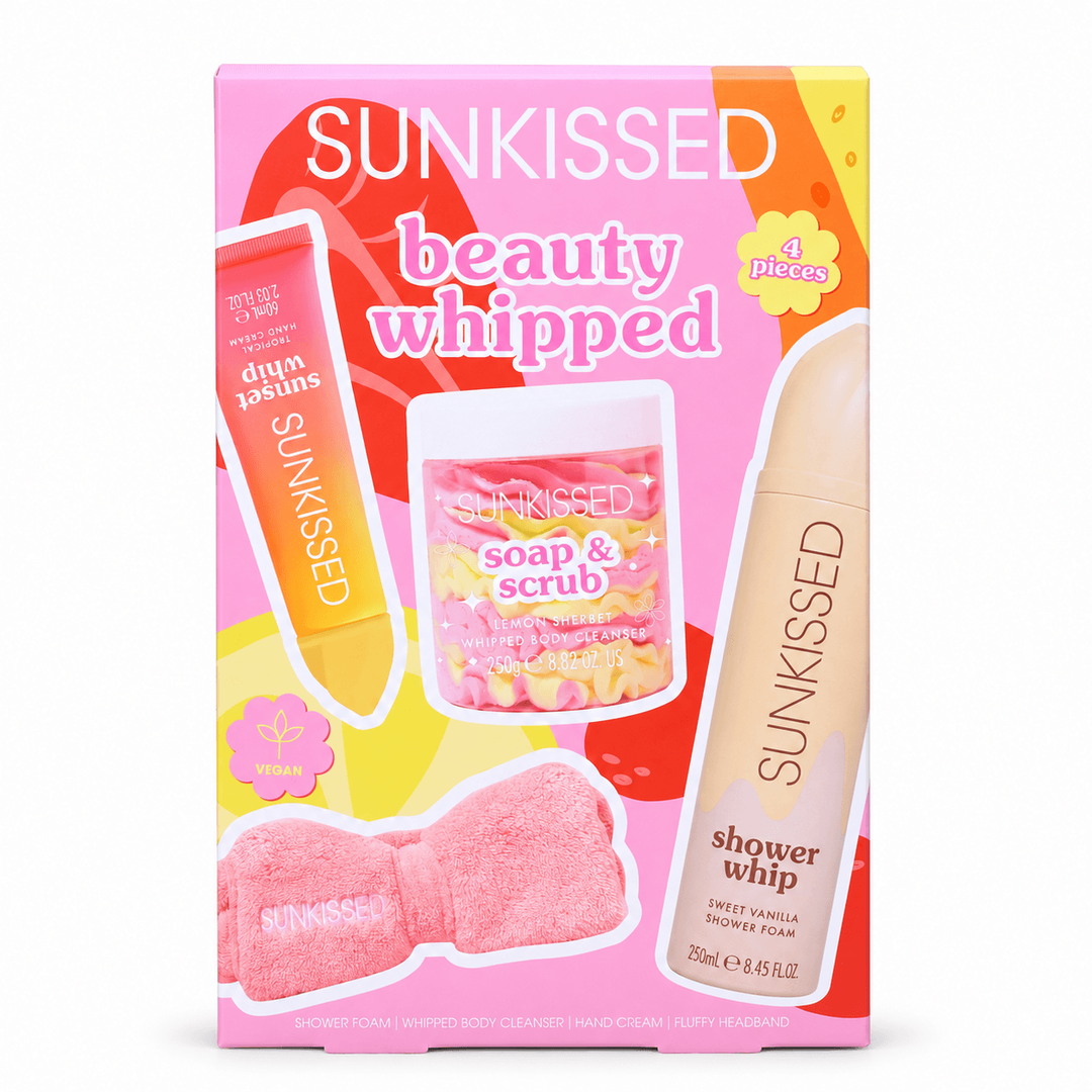 Sunkissed | Beauty Whipped | 4 Piece Gift Collection | Shower Foam, Body Cleanser, Hand Cream & Headband | SU32240