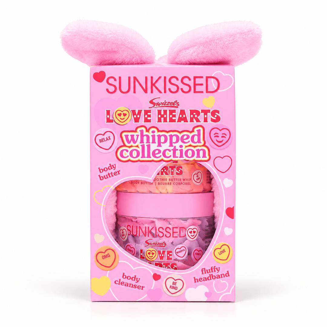 Sunkissed x Love Hearts | Whipped Collection Gift Set | Pineapple Smoothie Body Butter 140g + Blackcurrant Soap & Scrub 150g + Headband | SU32657