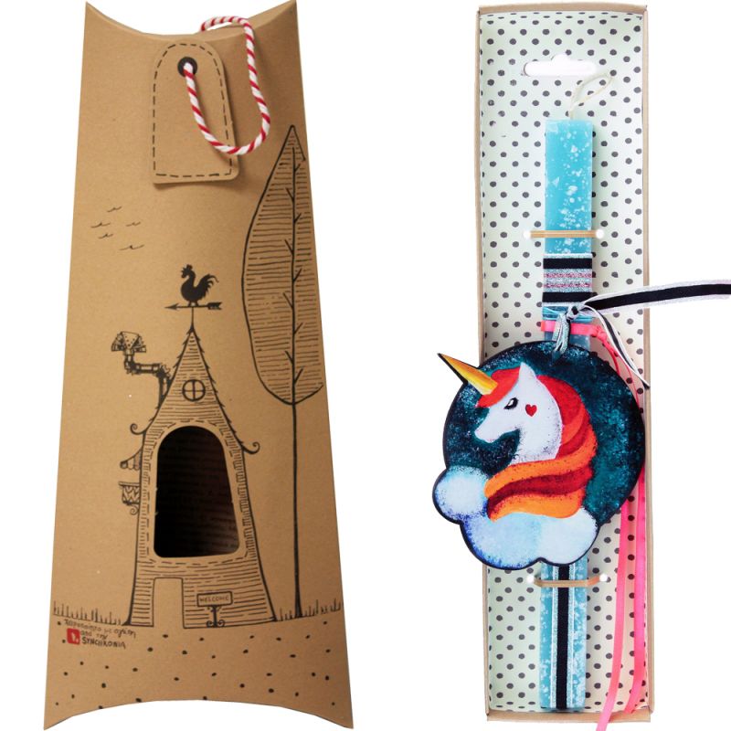 Synchronia Λαμπάδα μονόκερος Selena ζωγραφιστός Βεραμάν LA22033A