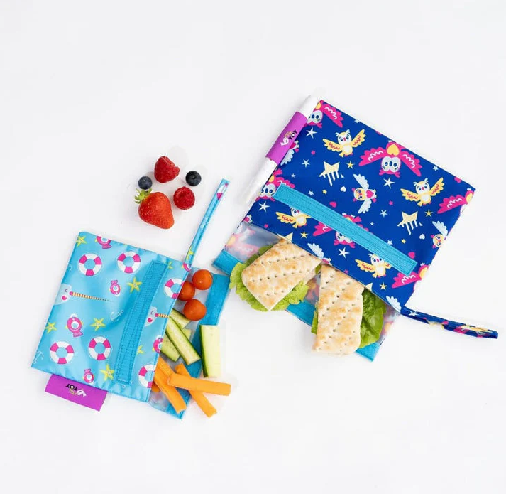 Tidy Tot Σετ Τσαντάκια Φαγητού Snack &amp; Doodle Seaside/Owls SNDOW (2 τεμάχια)