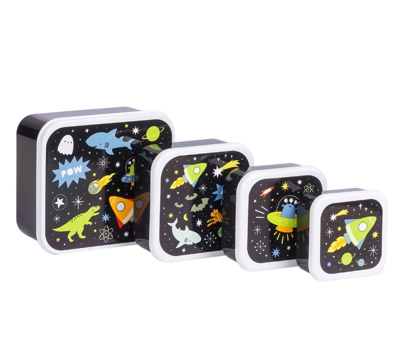 A little lovely company Σετ 4 δοχεία φαγητού Lunch &amp; Snack Box  Galaxy SBSEGA74