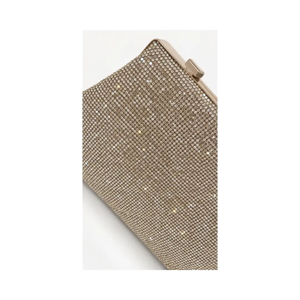 Γυναικείο Βραδινό Clutch με Χρυσά & Διάφανα Στρας & Αποσπώμενη Αλυσίδα