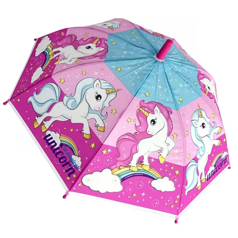 Chanos Παιδική Ομπρέλα 38cm Μπαστούνι απλή Poe Unicorn Rainbow