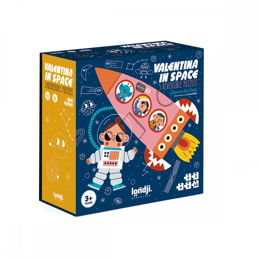 Londji Valentina in Space - 2+3+4+5+10 pcs - Παζλ που λάμπει στο σκοτάδι  LON-PZ008
