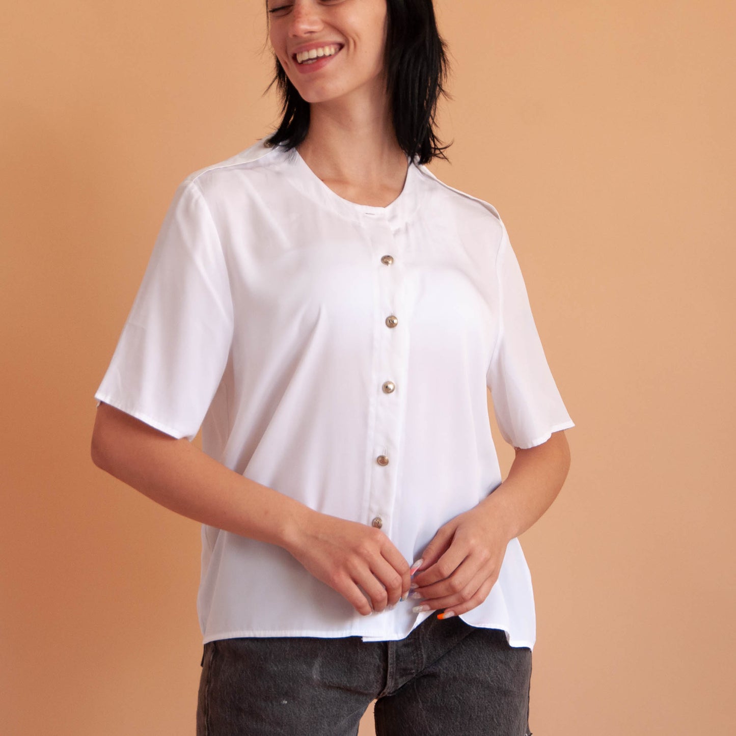 VIN-BLO-16516 Vintage πουκάμισο λευκό M