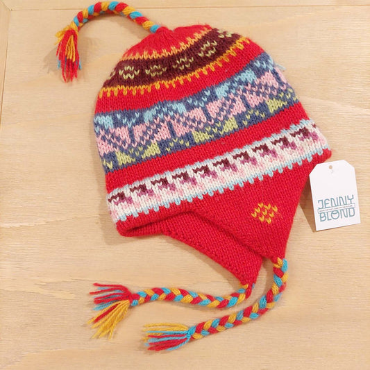 VIN-HAT-20835 Vintage σκούφος πλεκτός μάλλινος εμπριμέ