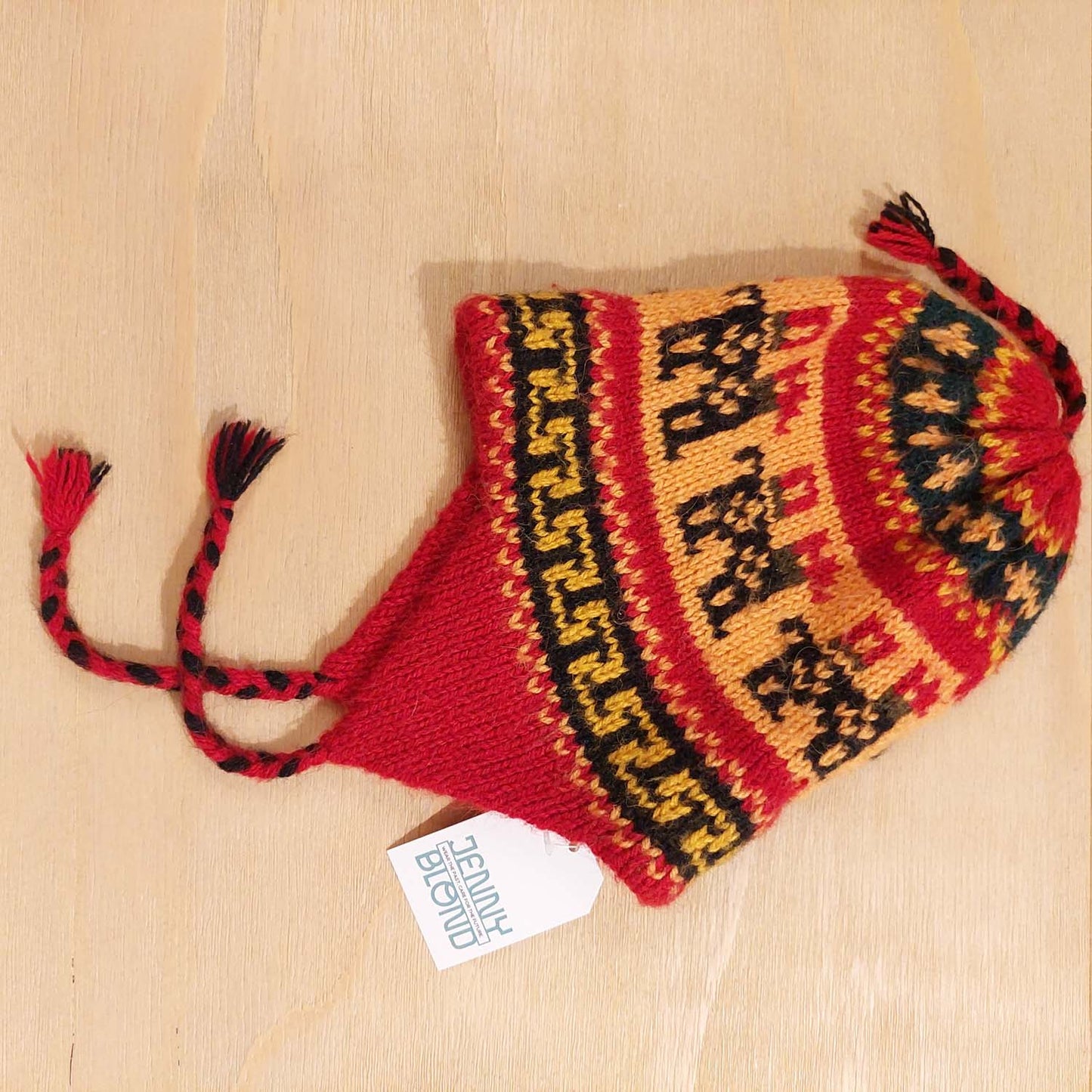 VIN-HAT-20830 Vintage σκούφος μάλλινος πλεκτός εμπριμέ