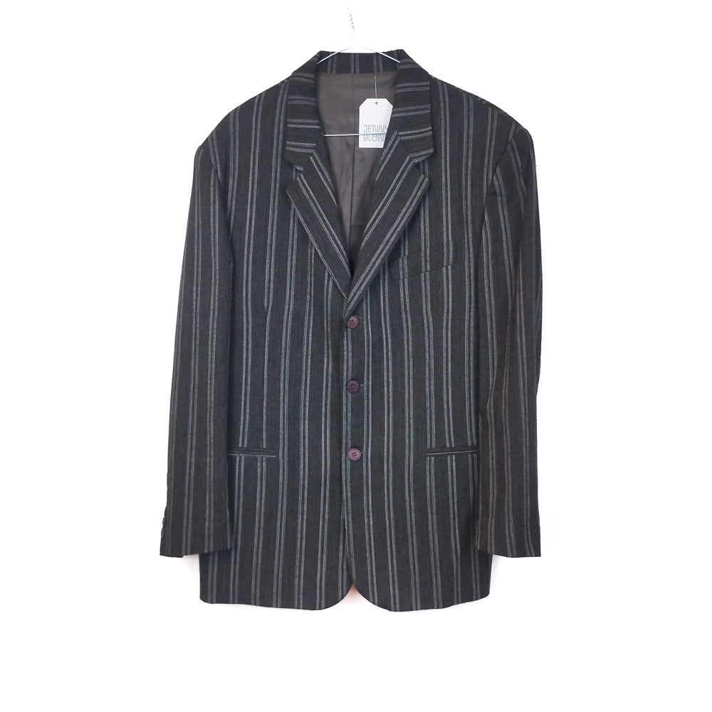 VIN-OUTW-32453 Vintage σακάκι ριγέ μάλλινο γκρι M