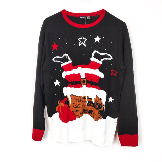VIN-ΚΝΙΤ-29395 Preloved πλεκτή μπλούζα χριστουγεννιάτικη M-L