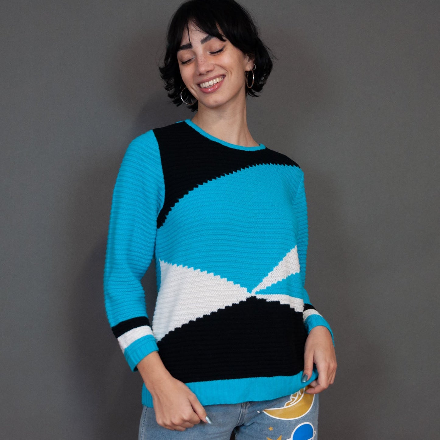 VIN-KNIT-20334 Vintage πλεκτή μπλούζα M