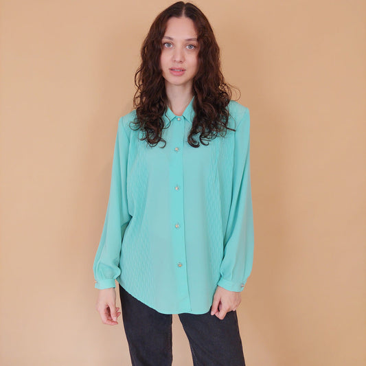 VIN-BLO-32162 Vintage πουκάμισο μιντ L-XL