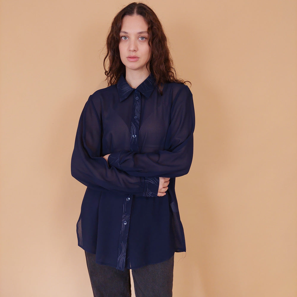 VIN-BLO-32171 Vintage πουκάμισο μπλε L