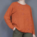 VIN-KNIT-20739 Vintage πλεκτή μπλούζα πορτοκαλί L-XL