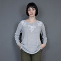 VIN-KNIT-20740 Vintage πλεκτή μπλούζα γκρι M-L