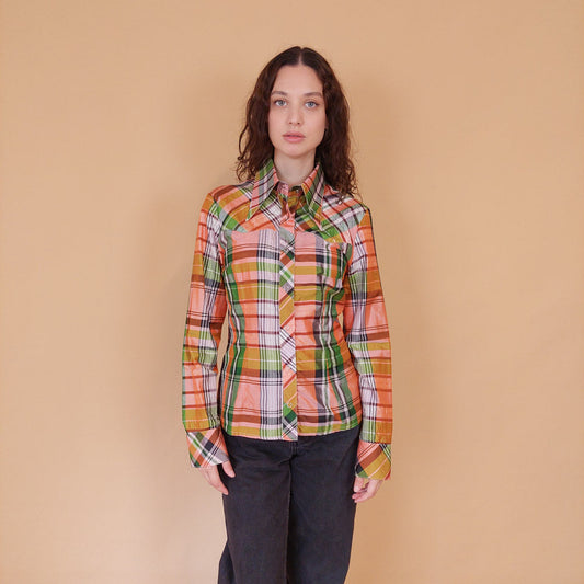 VIN-BLO-32145 Vintage πουκάμισο καρό 70s S-M