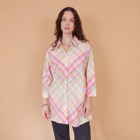 VIN-BLO-32149 Vintage πουκάμισο καρό 70s style L-XL