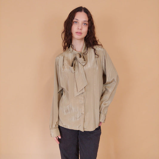 VIN-BLO-32150 Vintage πουκάμισο λαδί L-XL