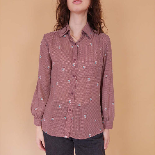 VIN-BLO-32151 Vintage πουκάμισο πουά S-M