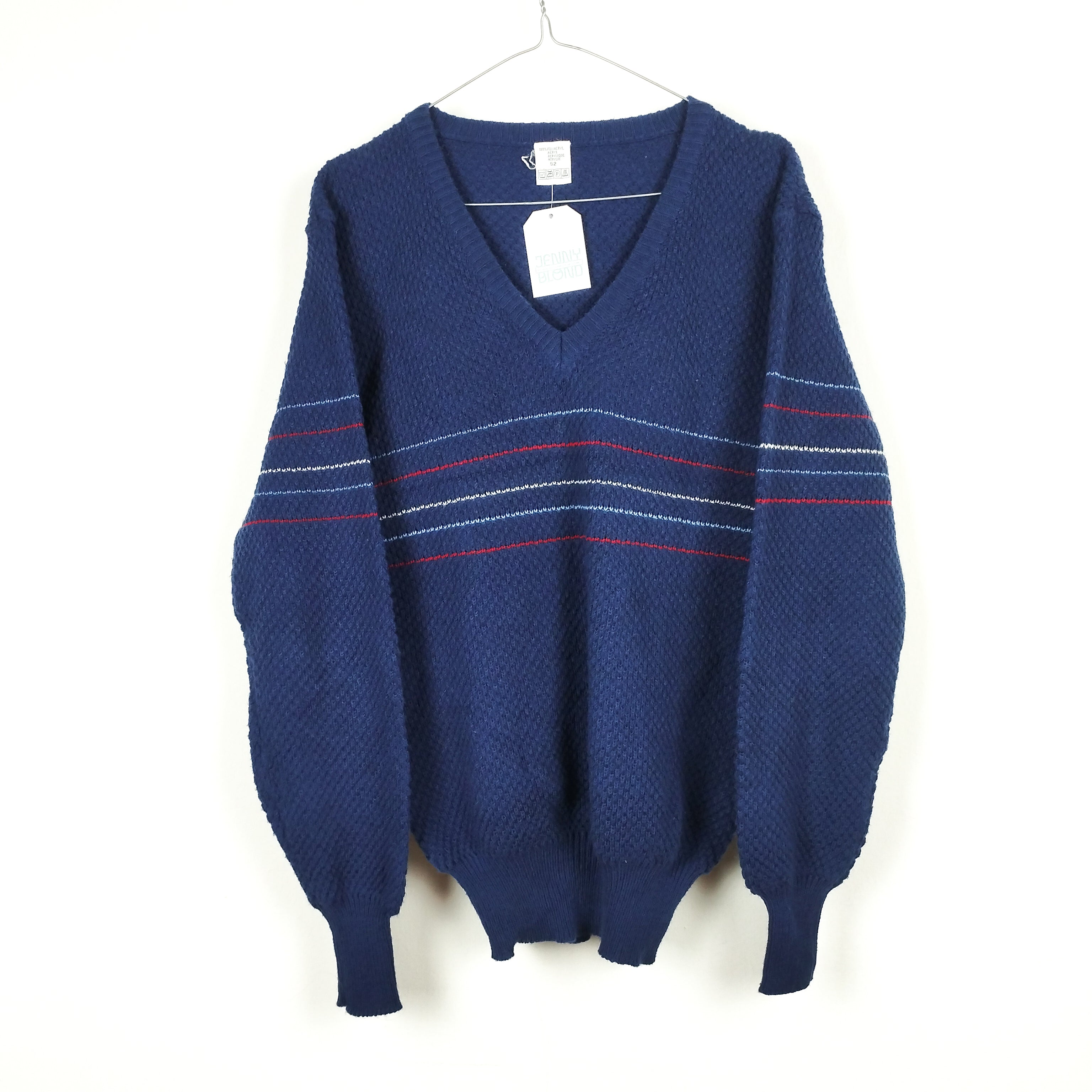 VIN-KNIT-28939 Vintage πλεκτή μπλούζα μπλε S