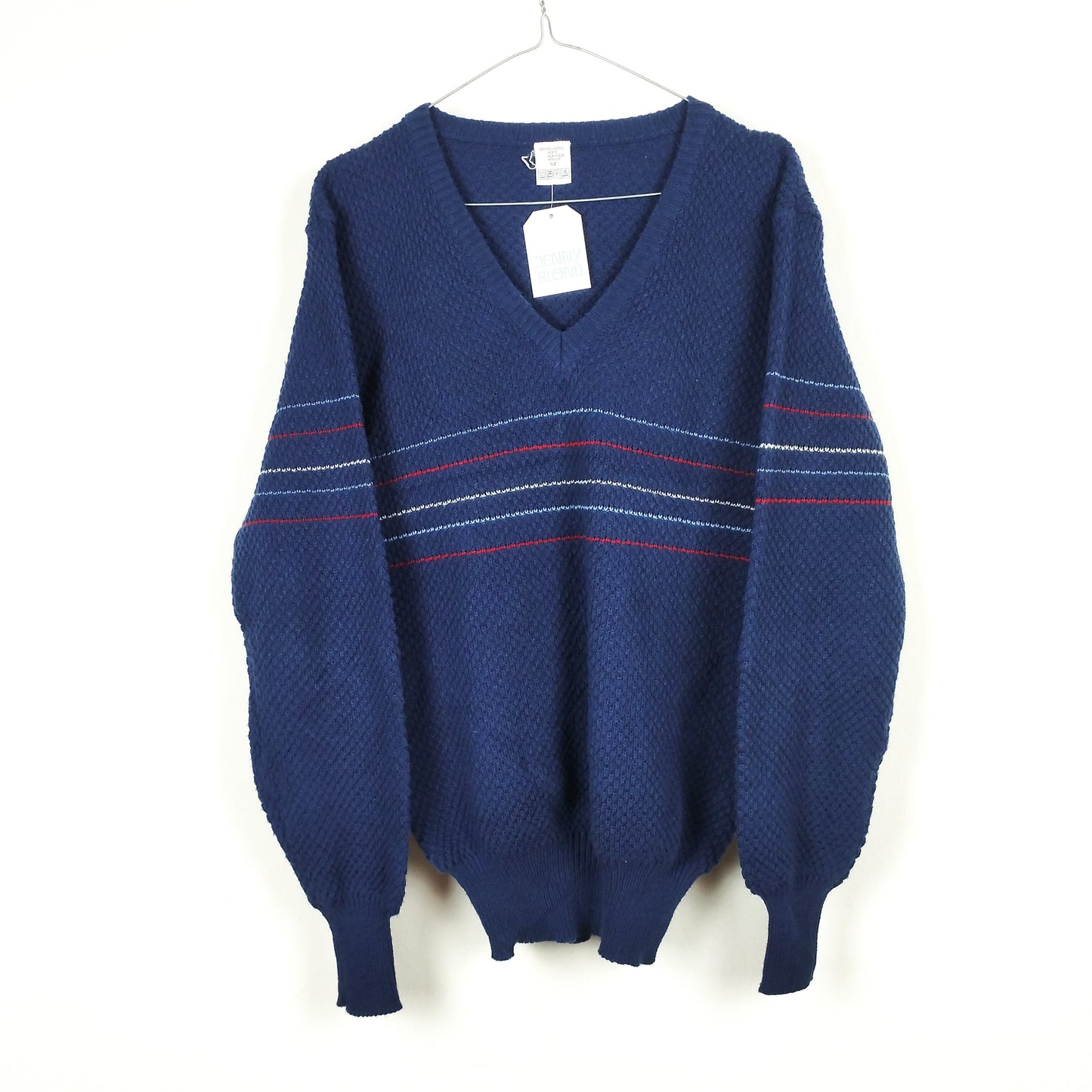 VIN-KNIT-28939 Vintage πλεκτή μπλούζα μπλε S