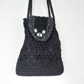 VIN-BAG-27643 Vintage τσαντάκι ώμου πλεκτό μαύρο