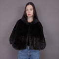 VIN-OUTW-33504 Vintage κάπα γούνινη καφέ S-M
