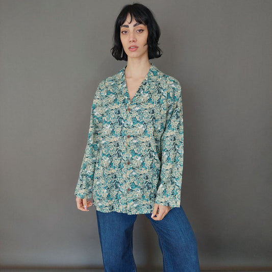 VIN-BLO-26780 Vintage πουκάμισο floral L-XL