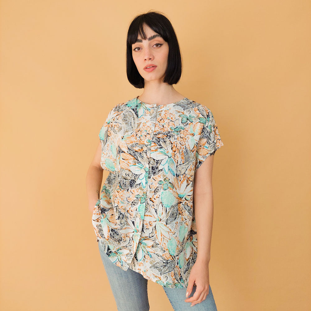 VIN-BLO-27471 Vintage πουκάμισο εμπριμέ L-XL