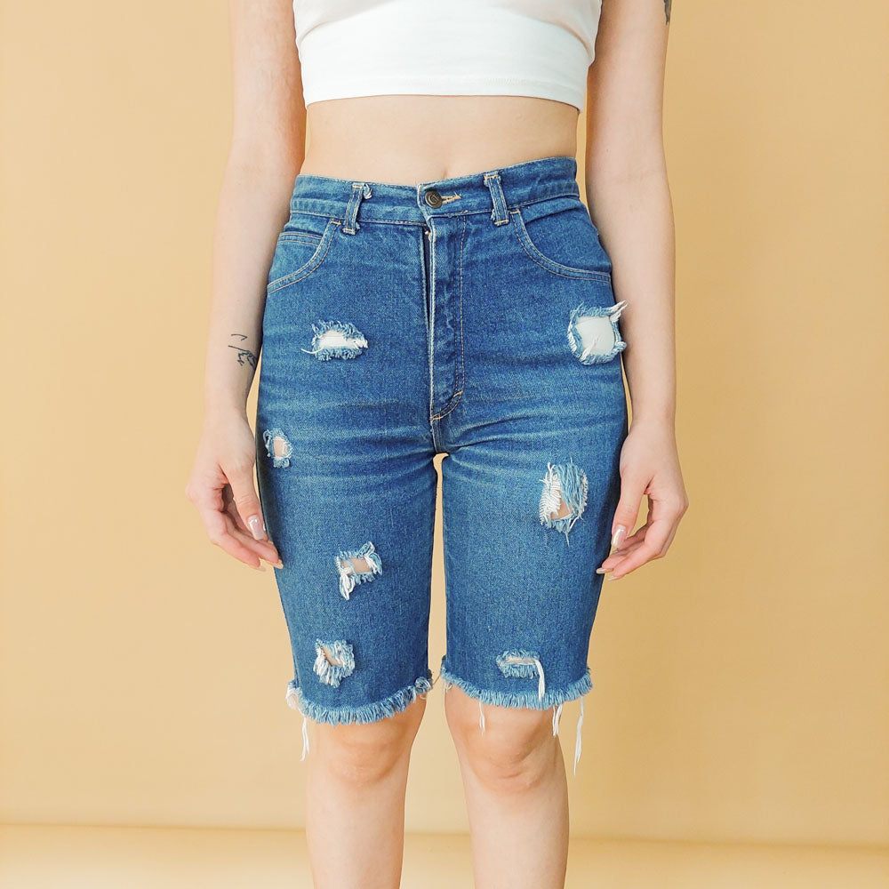 VIN-TR-27476 Vintage βερμούδα denim μπλε S