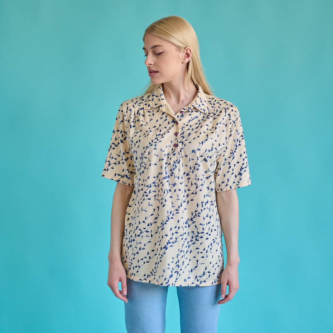 VIN-BLO-15491 Vintage τοπ εμπριμέ L