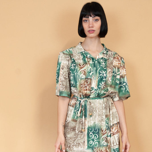 VIN-DR-23037 Vintage φόρεμα εμπριμέ L