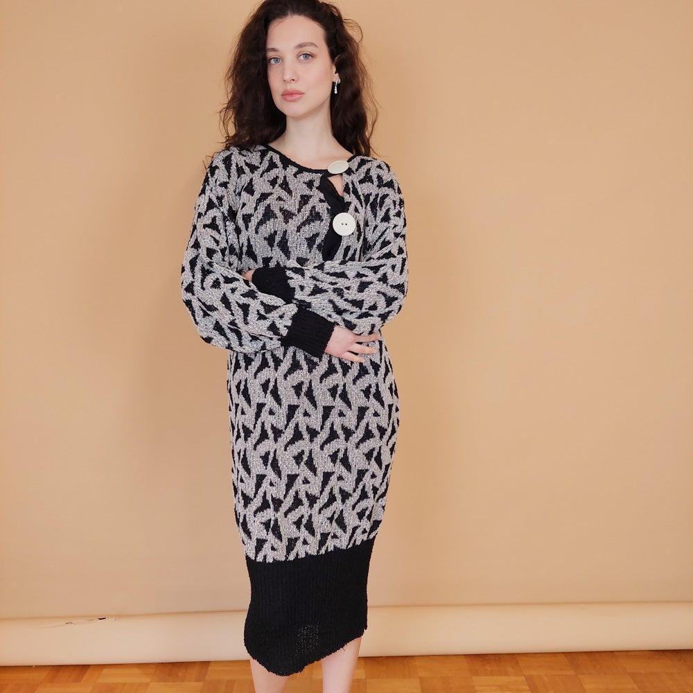 VIN-DR-30891 Vintage φόρεμα πλεκτό M-L