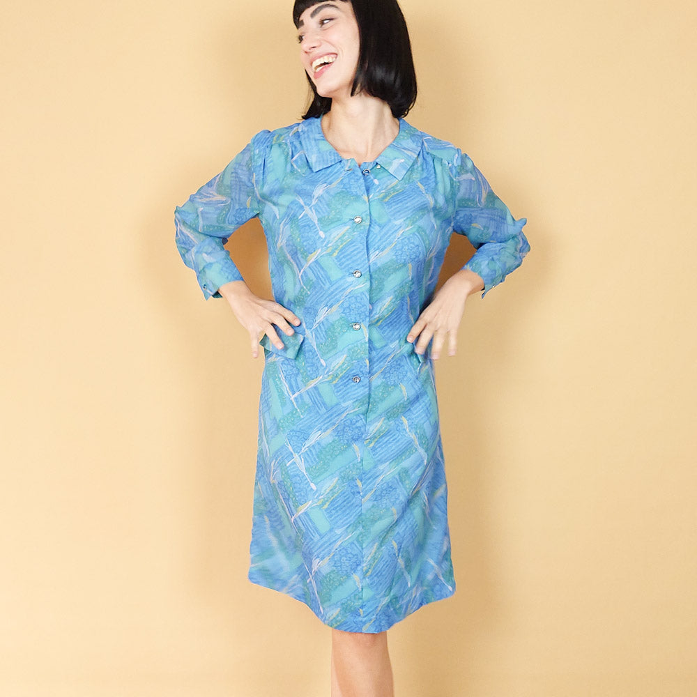 VIN-DR-25167 Vintage φόρεμα εμπριμέ M