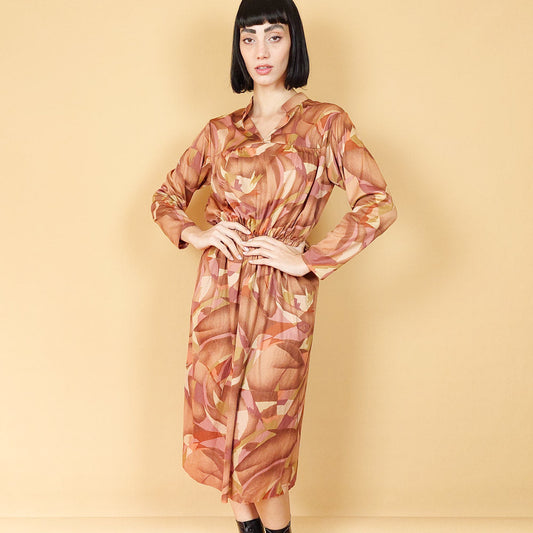 VIN-DR-25135 Vintage φόρεμα εμπριμέ M-L