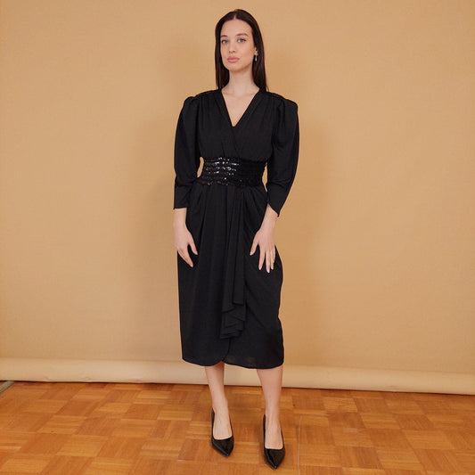 VIN-DR-29518 Vintage party φόρεμα μαύρο S-M