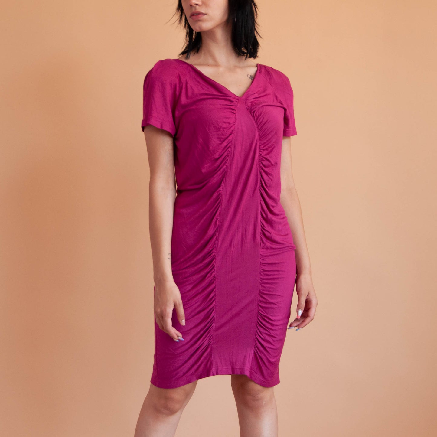 VIN-DR-16487 Vintage φόρεμα μπορντό S-M